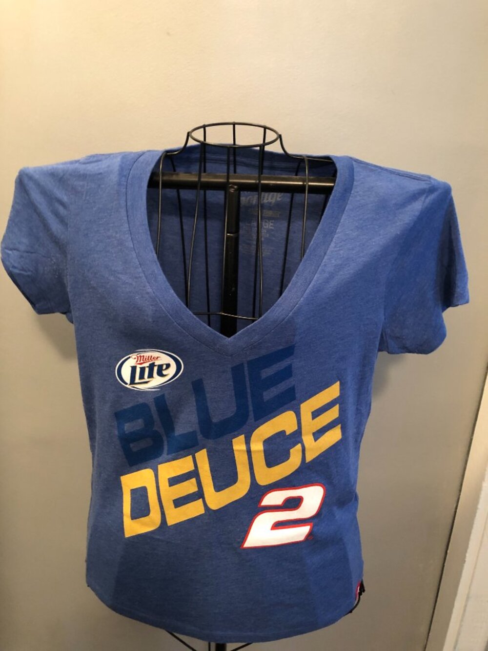 Sportiqe Apparel XL Blue Deuce Miller Lite #2 NASCAR T Shirt 19" Pit to Pit #KF